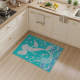 Whimsical Teal Mermaid Kids Area Rug