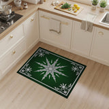 Elegant Green Snowflake Geometric Area Rug