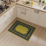 ODIKA Washable Navy & Gold Traditional Area Rug - Low Pile Non-Slip Robot Vacuum Friendly