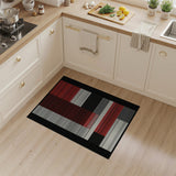 ODIKA Modern Abstract Geometric Red and Black Washable Area Rug - Low Pile & Non-Slip
