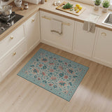 Blue and Teal Teal Coral Floral Persian Area Rug