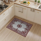Red Ornate Red Floral Frame Area Rug