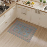 Ornate Blue Floral Medallion Area Rug