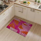 Vibrant Pink Orange Geometric Leaf Area Rug