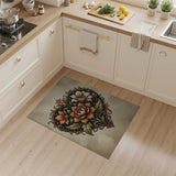 Heart-Shaped Peony Floral Vintage Area Rug