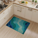 Blue Teal Wavy Abstract Abstract Area Area Rug