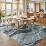 Blue and Teal Wave Blue Teal Wave Abstract Area Rug