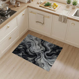Black White Ink Swirl Abstract Area Rug