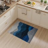 Abstract Blue Wave Mountain Area Rug
