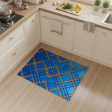Rainbow Plaid Blue Washable Area Rug