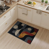 Bold Geometric Modern Area Rug in Black Grey Orange