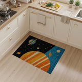 Space Planets Stars Kids Cartoon Area Rug