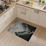 Grey Wolf Full Moon Mountain Landscape Rug