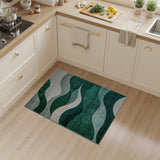 Wavy Green Teal Abstract Area Rug