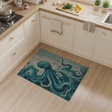Teal Octopus Coastal Beach Rug