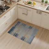 Modern Blue Gold Geometric Striped Area Rug