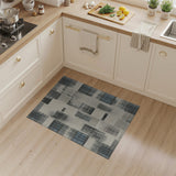 Distressed Geometric Black Grey Area Rug