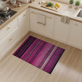 Vibrant Pink Black Striped Woven Area Rug