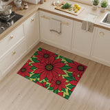 Red Bold Red Poinsettia Floral Area Rug