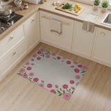 Pink Roses Floral Border Area Rug