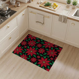 Festive Red Poinsettia Floral Area Rug