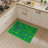 Vibrant Green Geometric Grid Green Area Rug