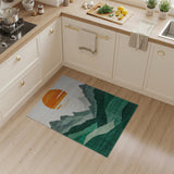 Layered Green Mountains Orange Sun Rug