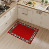 Festive Red Holly Berry Border Area Rug