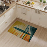 Retro Surfboard Sunset Waves Area Rug