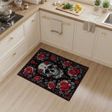 Red Roses Sugar Skull Area Rug