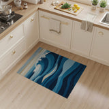 Blue and Teal Cascading Ocean Waves Blue Teal Area Rug