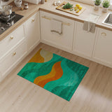Teal Orange Wavy Abstract Area Rug