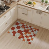 Vibrant Orange Geometric Checkered Area Rug