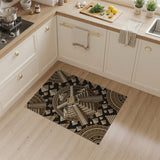 Gold Mayan Pyramid Geometric Area Rug