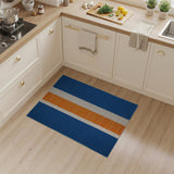 Navy Blue Orange Cream Striped Area Rug