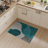 Teal Curved Abstract Area Rug