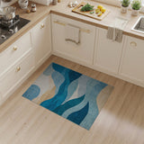 Teal Blue Abstract Wave Landscape Rug