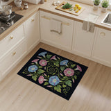 Blue Pink Morning Glory Floral Area Rug