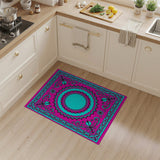 Pink Vibrant Pink Teal Mandala Area Rug