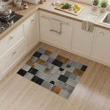 Geometric Modern Area Rug in Black, Grey Rust Orange