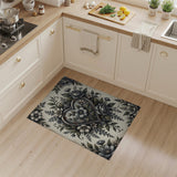 Vintage Grey Heart Floral Area Rug