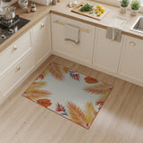 Vibrant Orange Palm Leaf Border Area Rug