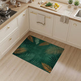 Emerald Green Palm Leaf Distressed Area Rug