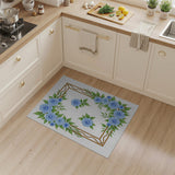 Vintage Blue Roses Floral Frame Area Rug