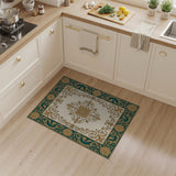 Ornate Teal Gold Medallion Area Rug