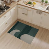 Abstract Curved Arch Green Striped Area Rug
