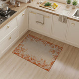 Beige Area Rug with Ornate Orange Floral Border