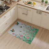 Whimsical Pink Flowers and Butterflies Area Rug