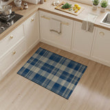 Classic Navy Blue Plaid Area Rug