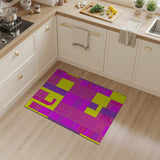 Vibrant Pink Purple Yellow Geometric Patchwork Rug